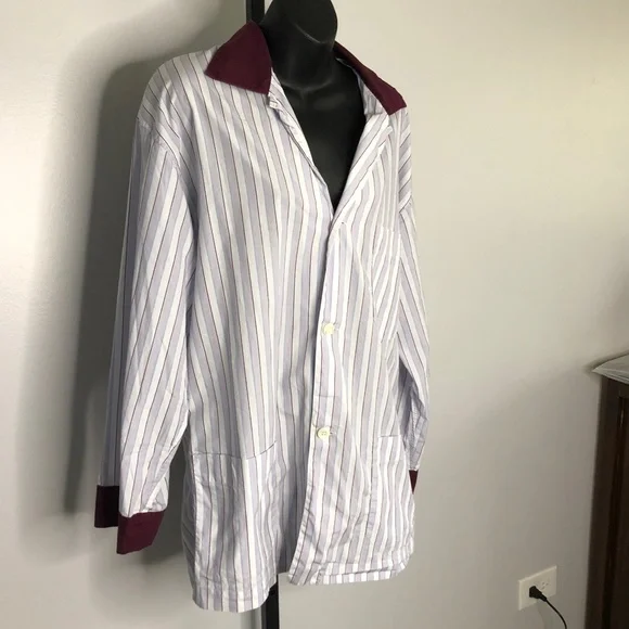 Brioni Multicolored Striped Shirt Pants Pajama Set 100% Cotton Size Medium Italy - Picture 8 of 10